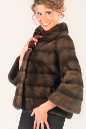73-L Giacca in vero Visone Demi Buff