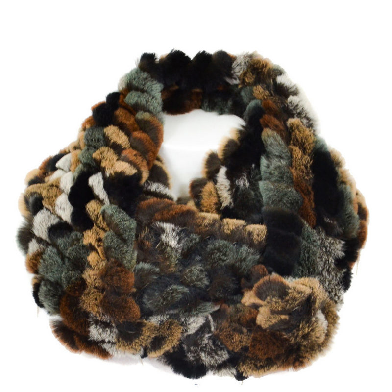 mod. 486/M - Sciarpa grande girocollo in vero LAPIN REX multicolor